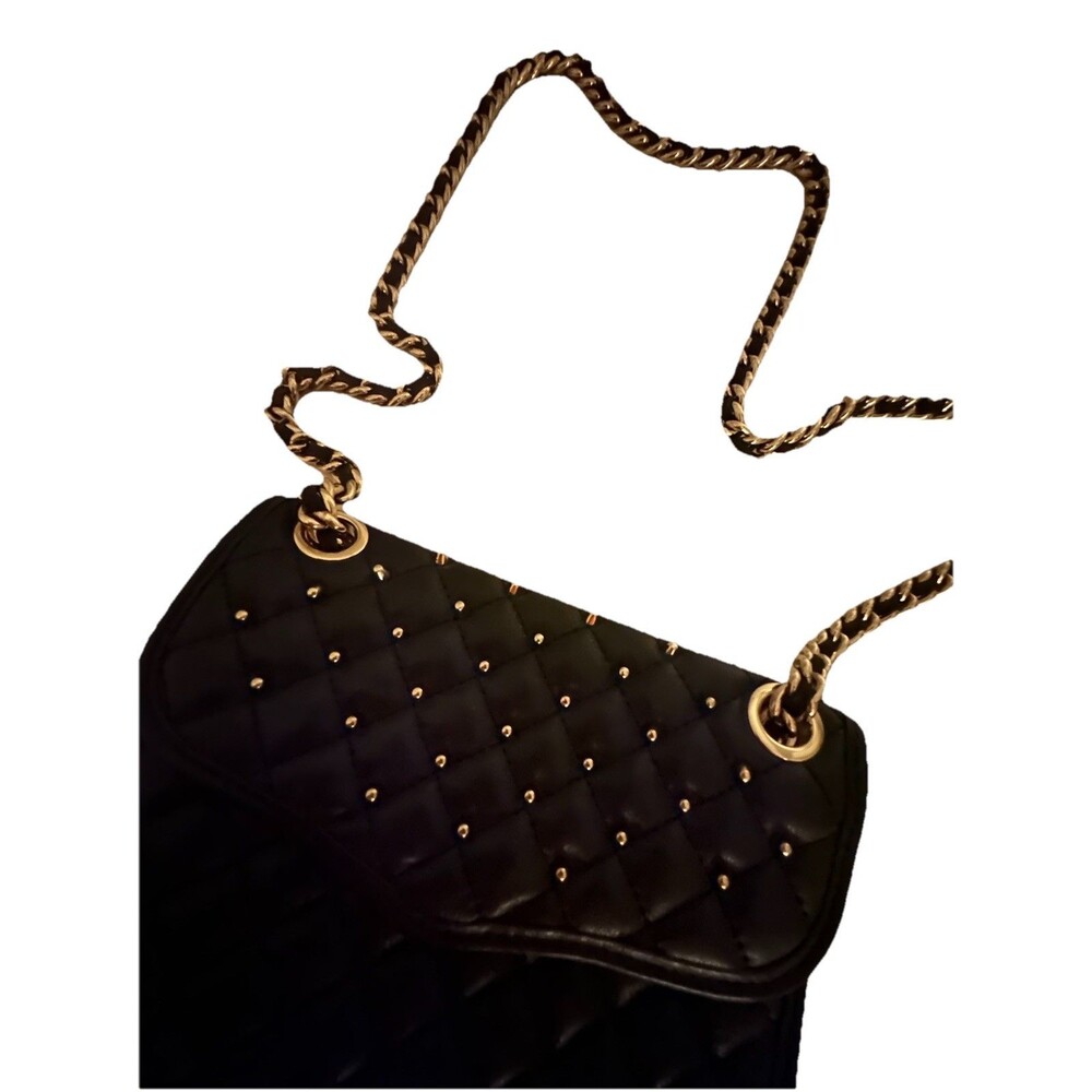 Rebecca Minkoff Womens Black Mini Affair Quilted Studded Leather Gold Chain Bag - Picture 2 of 12
